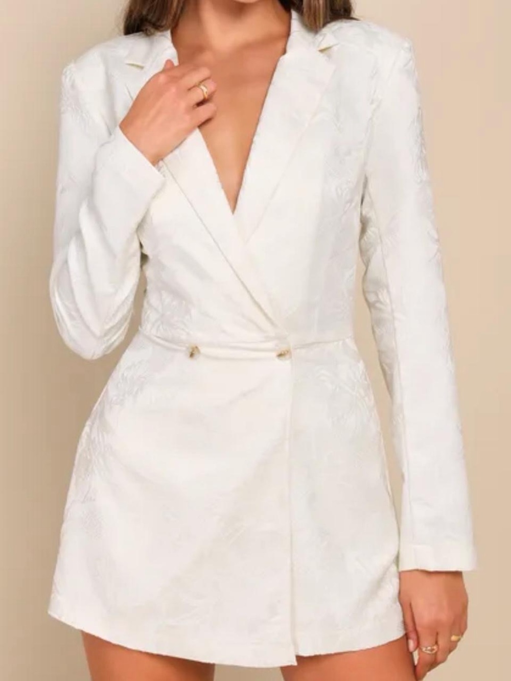 Textured Double-Breasted Blazer Romper - Picture 1 of 4
